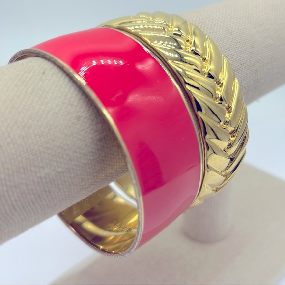 J. Crew Pink and Gold Bangle Bracelets - Picture 1 of 4